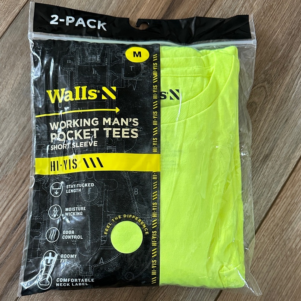 Walls Hi-Vis Yellow Pocket Tees 2-Pack